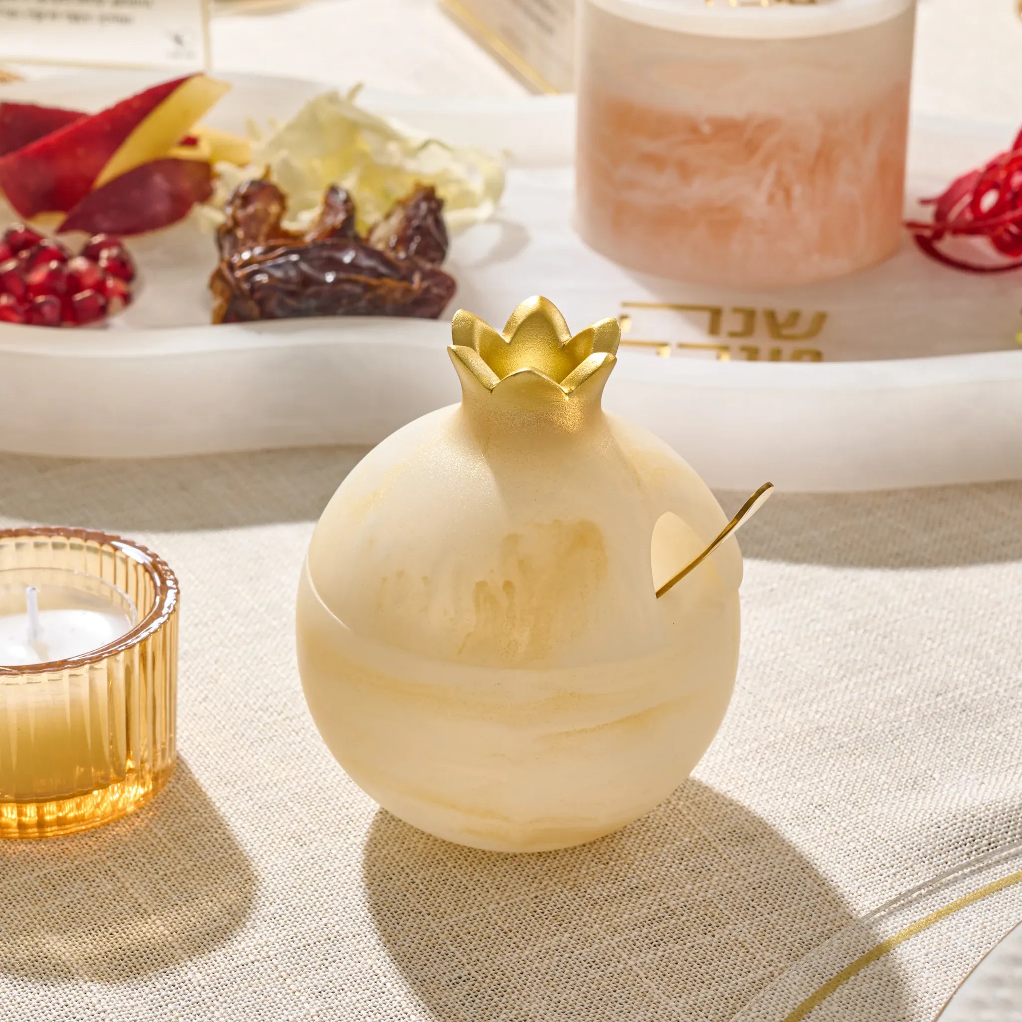 RH-HD-POM-RS-GO Resin Pomegranate Honey Dish Gold