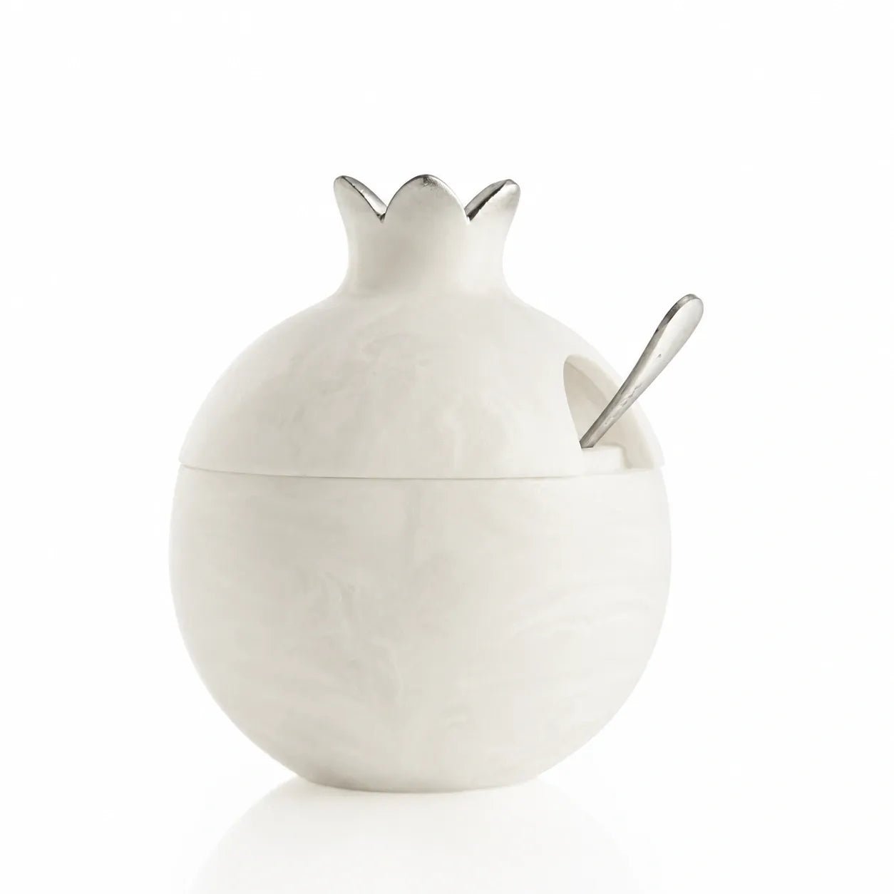 Resin Pomegranate Honey Dish Silver | rosh hashana table decor