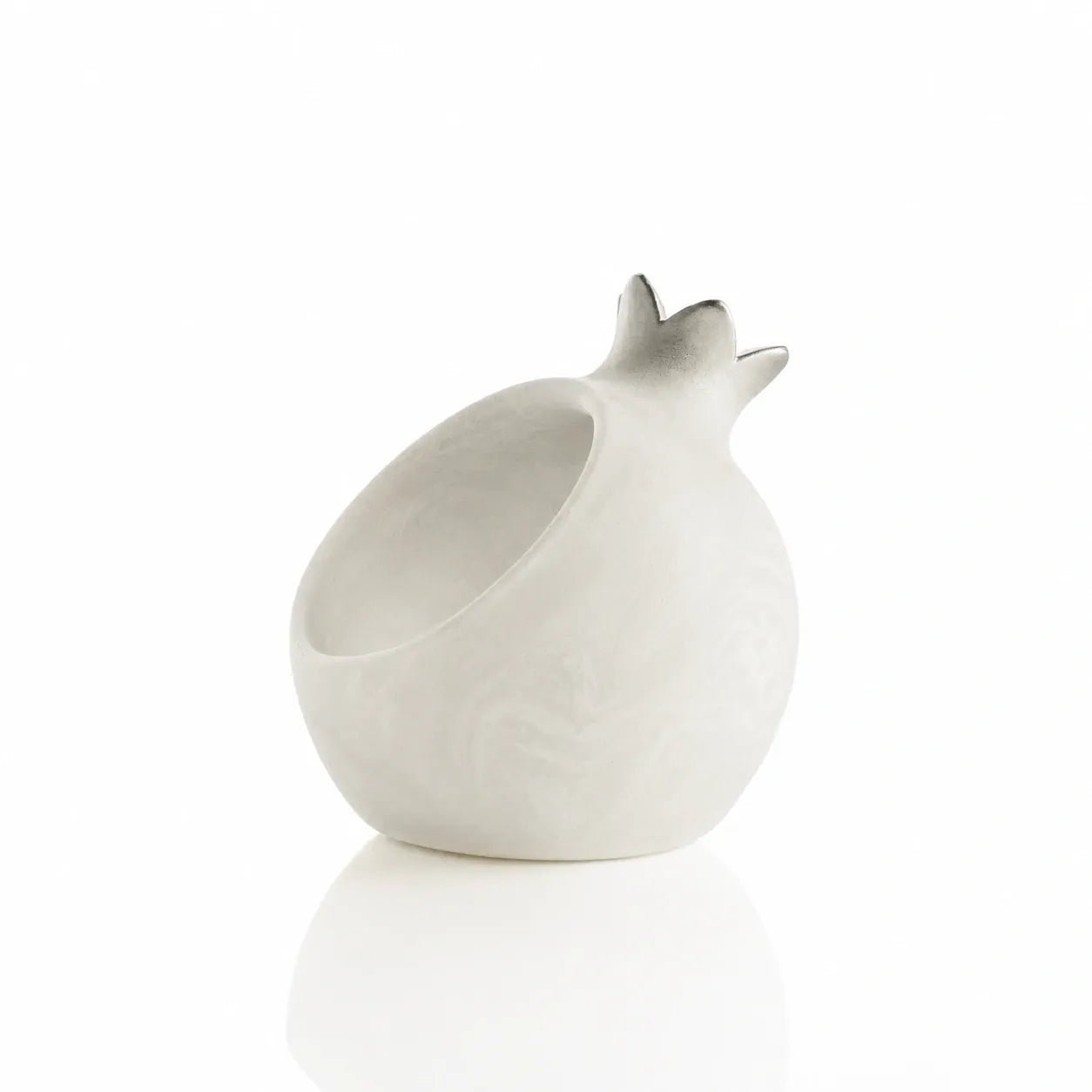 Silver Resin Pomegranate Honey Dish Set | Holiday Judaica Table Decor