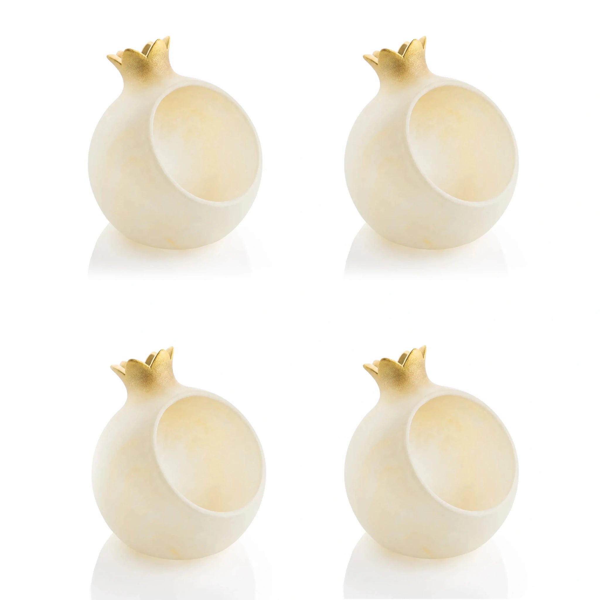 Gold Resin Pomegranate Honey Dish Set of 4 | Holiday Judaica Table Decor
