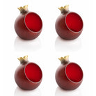 Red Resin Pomegranate Honey Dish Set of 4 | Holiday Judaica Table Decor