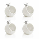 Silver Resin Pomegranate Honey Dish Set of 4 | Holiday Judaica Table Decor