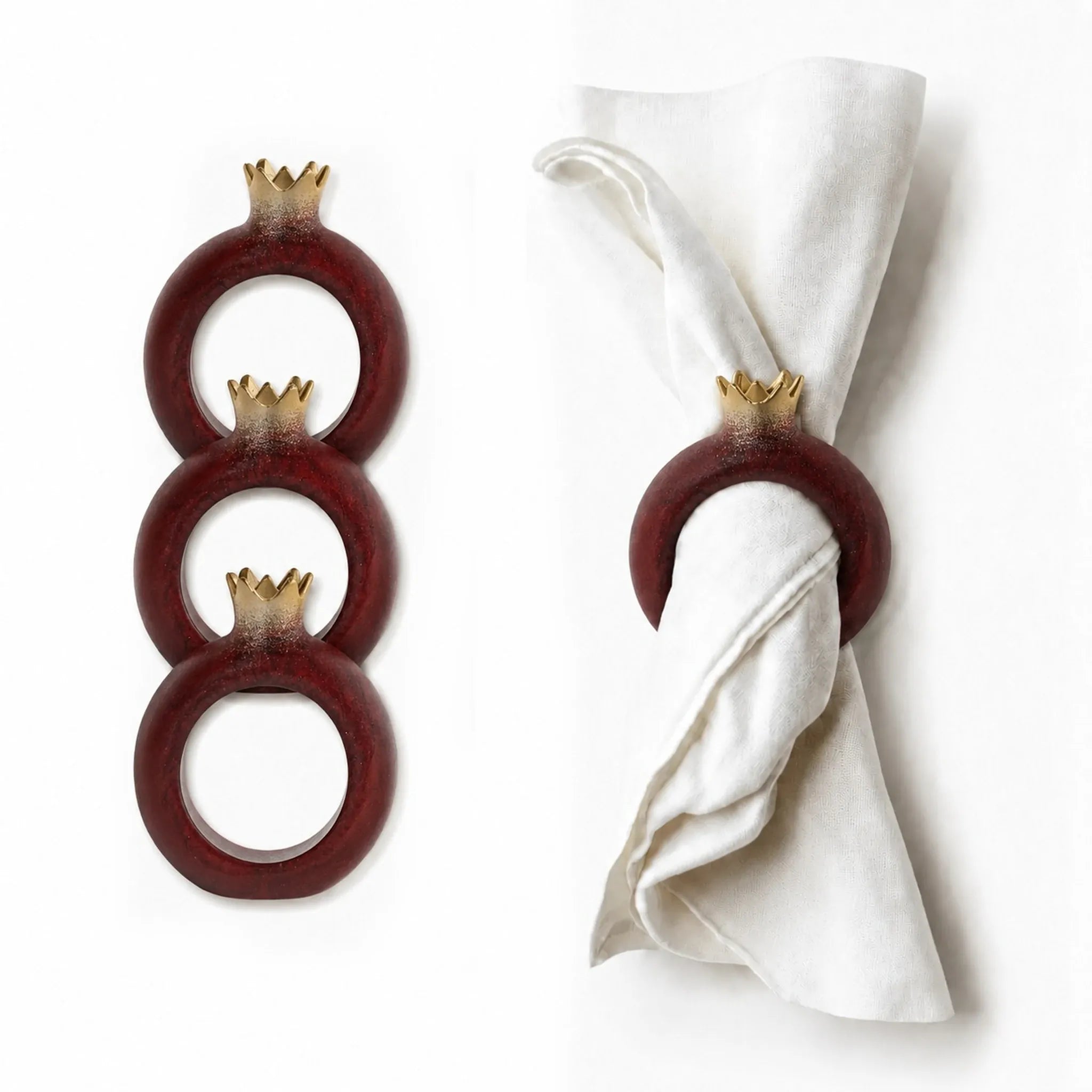 Resin Pomegranate Napkin Rings Napkin Rings - Waterdale Collection