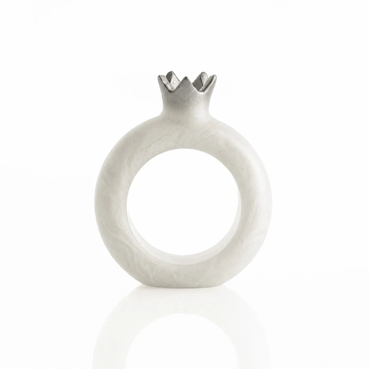 Silver Resin Pomegranate Napkin Rings | Holiday Judaica Table Decor