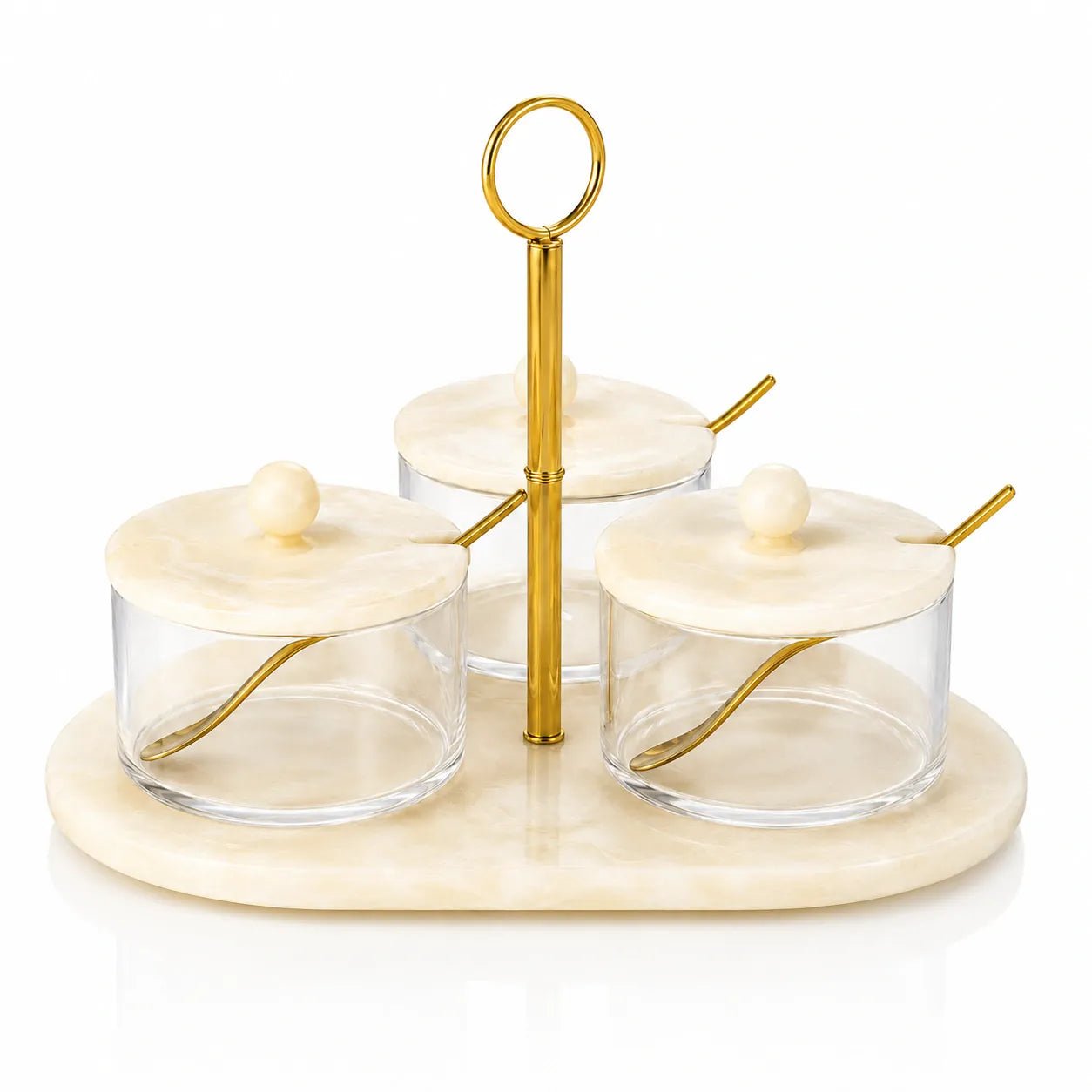Luxury Resin Rotating Dip Bowl Set | Gold Elegant Serving Bowls