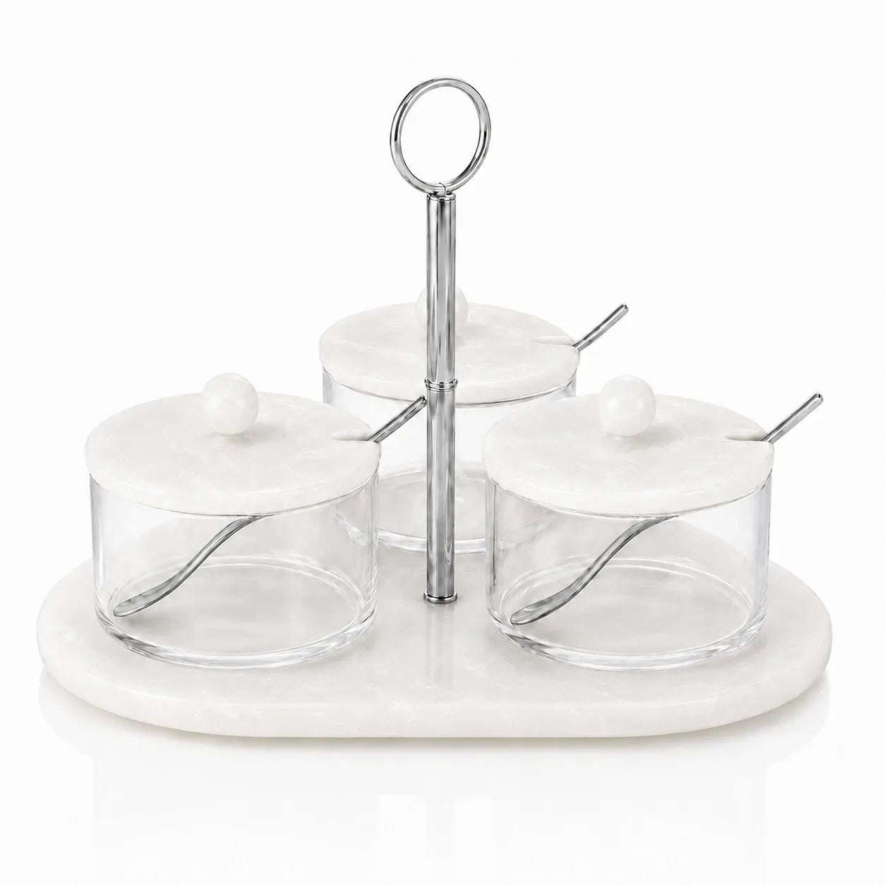 Luxury Resin Rotating Dip Bowl Set | Silver Elegant Serving Bowls