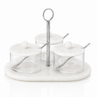 Luxury Resin Rotating Dip Bowl Set | Silver Elegant Serving Bowls