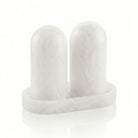 White marble-style resin salt shaker set with tray – Waterdale Collection