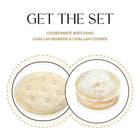 Waterdale Collection cream resin Seder plate and matching matzah box set with gold accents for Passover