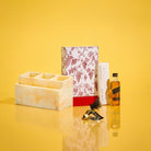 Cream and white marbleized resin cutlery holder by Waterdale Collection, decorative three-compartment organizer for Mishloach Manos and elegant buffet serving.