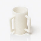 White resin washing cup with handles on a white background