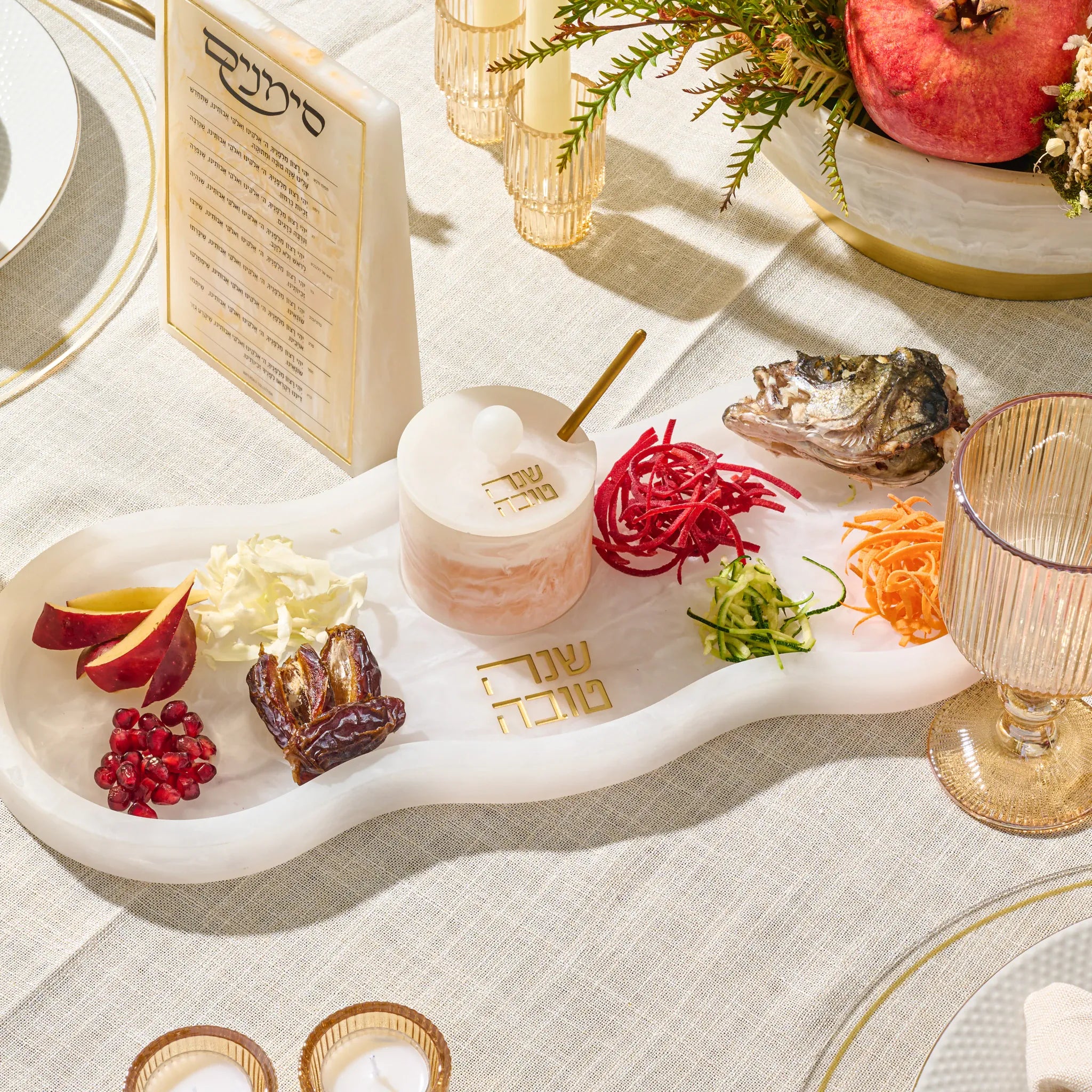 RH-ST-CURV-RS-M Marble Resin Simanim Tray