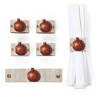Rosh Hashana Leather Painted Pomegranate Napkin Wrap | Table Decor