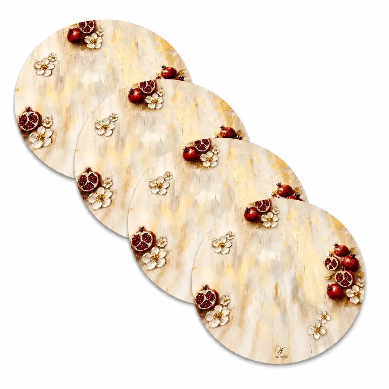 Rosh Hashana Pomegranate Painted Leather Charger  by  Waterdale Collection