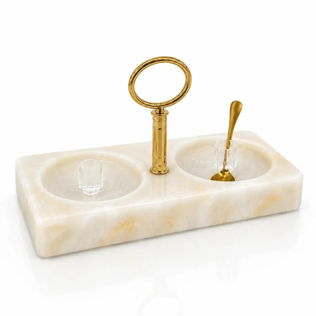 Rosh Hashana Resin Honey Salt Dish | Gold Holiday table Decor