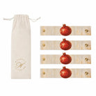 Painted pomegranate leatherette napkin wraps, set of 4, for Rosh Hashanah, from Waterdale Collection