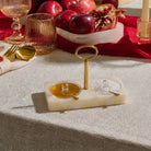 Honey and salt dish styled on a Rosh Hashana tablescape