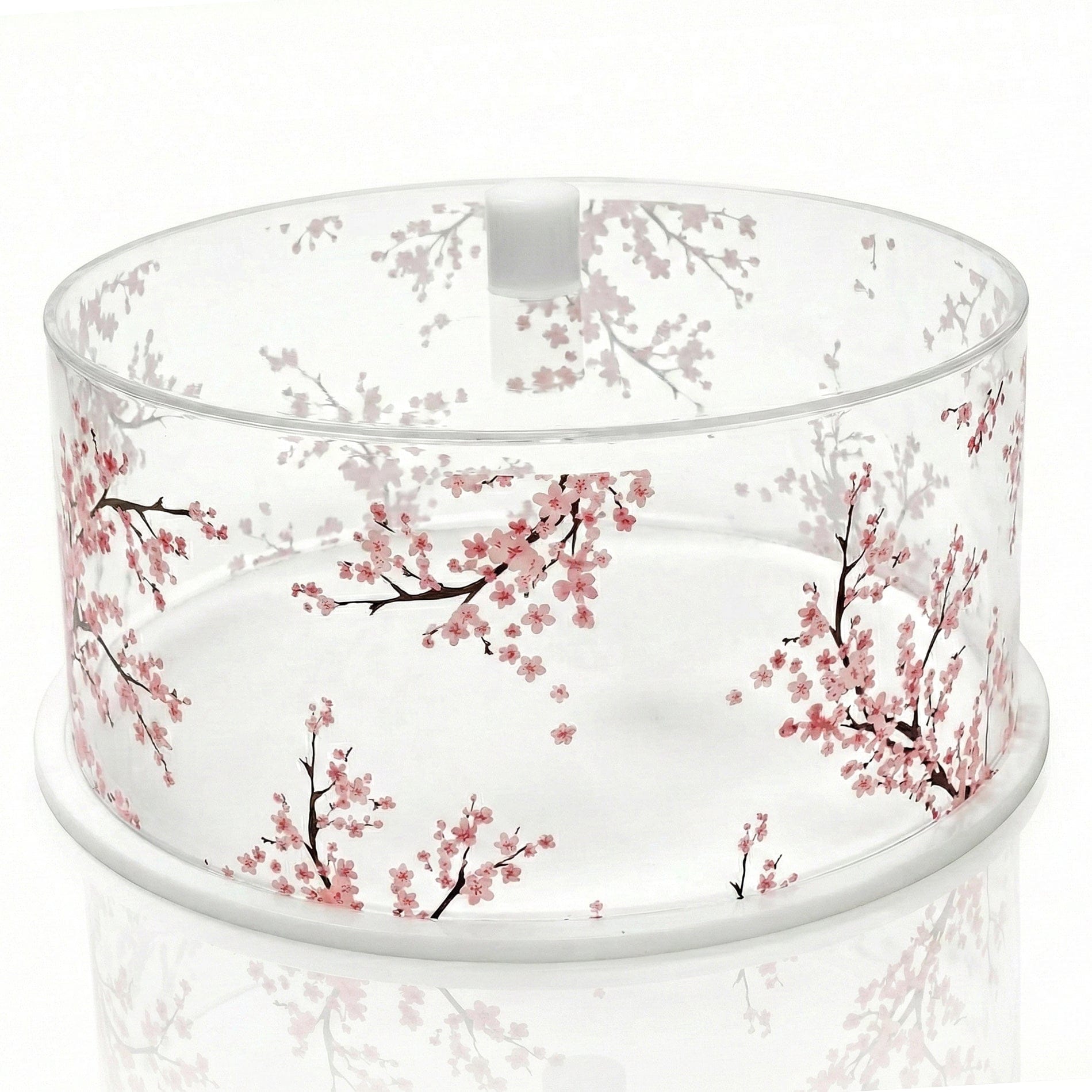Round cherry blossom cake dome with floral design – Waterdale Collection