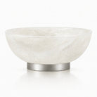Round Resin Centerpiece Decorative Bowl | Silver Table Decor