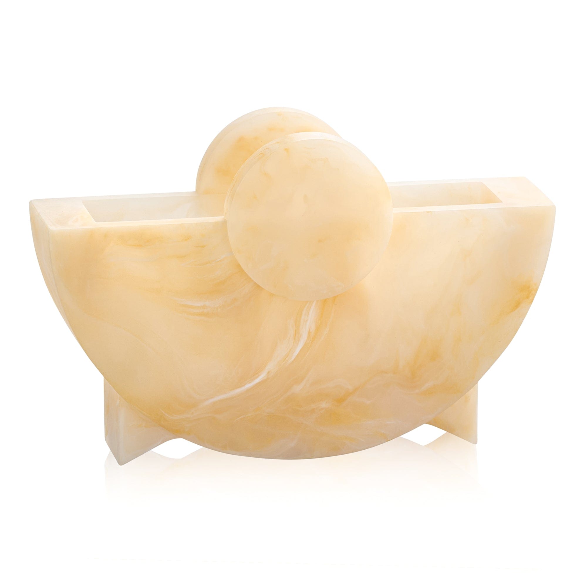 Beige marble-style round resin napkin holder – Waterdale Collection
