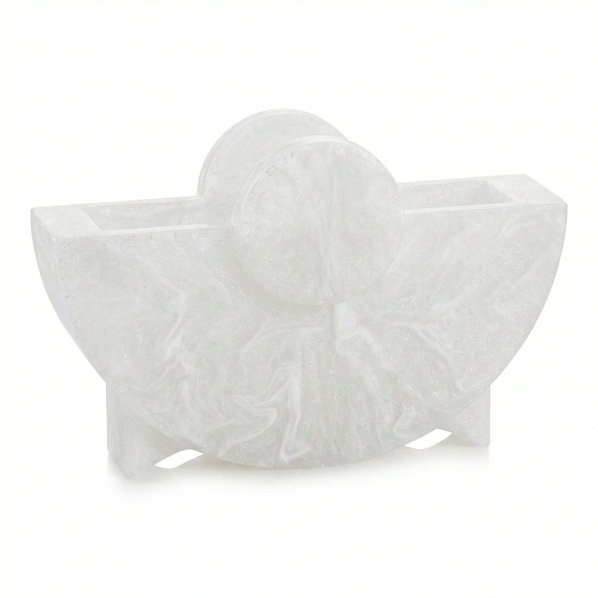 White marble-style round resin napkin holder – Waterdale Collection