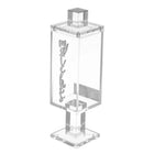Square match holder by Waterdale Collection with clear glass body and silver metal base and cap for Shabbat candle lighting