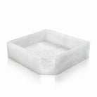 White marble square napkin Holder on a white background - Waterdale COllection