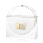 Waterdale Collection suspended tall seder plate with standing matzah box set in clear acrylic with gold accents for Passover