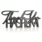 Smoked Silver Thank you Hashem resin sculpture on a white background - Waterdale collection