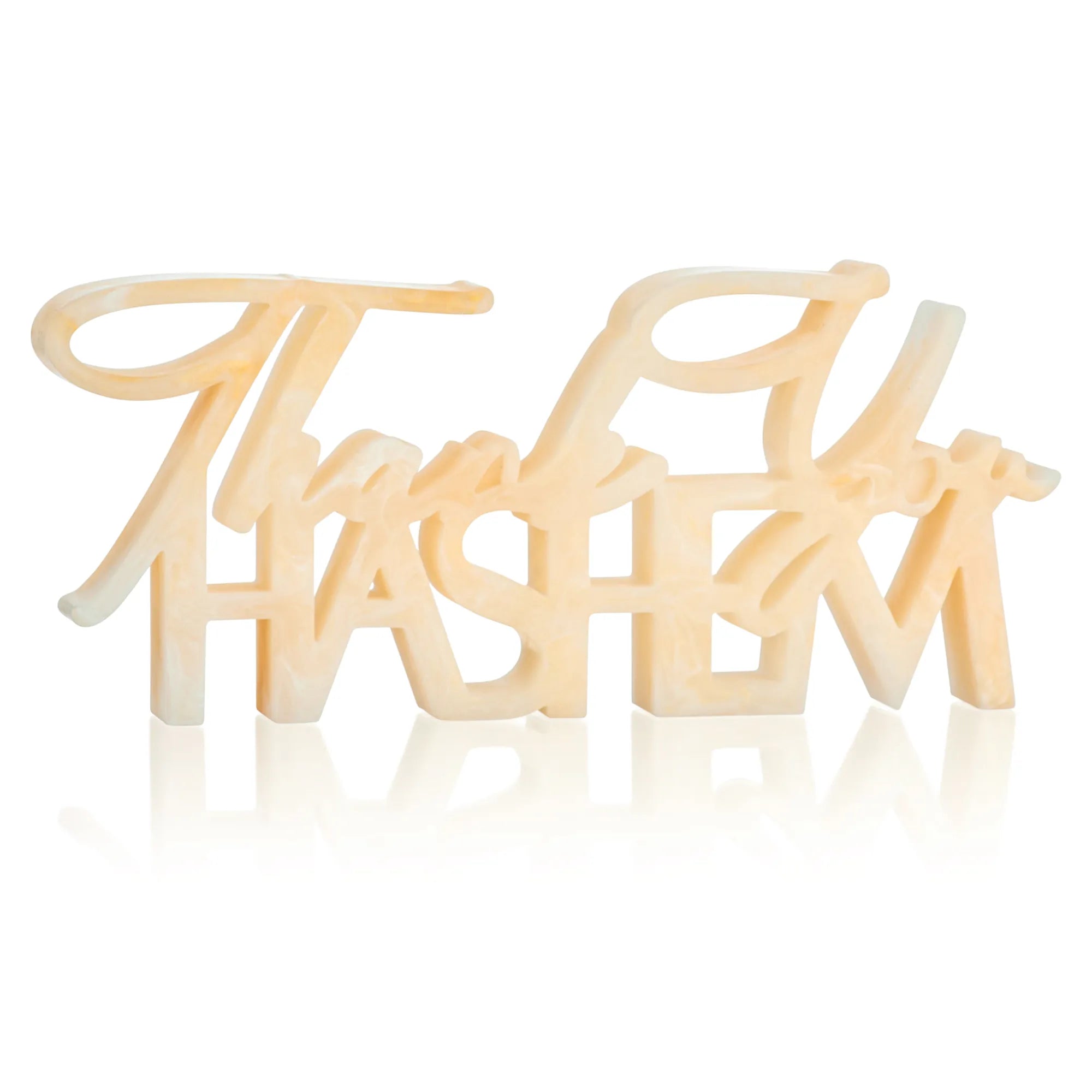 Gold Thank you Hashem resin sculpture on a white background - Waterdale collection