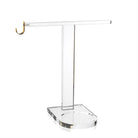 Waterdale collection - Clear acrylic towel, ring cup  stand with gold hook on a white background