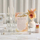 Watercolor Hadlokas neiros block with pink floral design and gold accent on a hadlokas neiros display