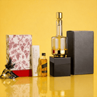 Wine decanter beautifully presented with coordinated treats and luxury packaging for an elevated Mishloach Manos gift.