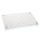 Woven Challah Board with white linen cover and corner ties, perfect for Jewish bread serving and holiday tables.