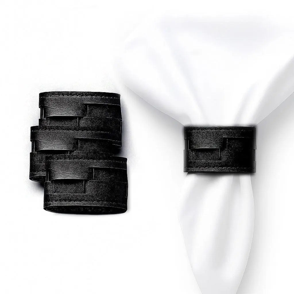 Waterdale Collection Woven Leather Napkin Wraps - Thumbnail 2